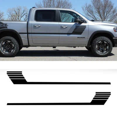 Para Dodge Ram 1500 2500 3500 2x Calcomanía Adhesiva Vinilo Negro Guardabarros Hockey Rayas Foto 1 de 2