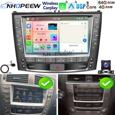 8Core 4+64GB Android 15 Carplay Car Radio GPS NAVI For Lexus IS250 IS350 2005-12 Foto 1 de 4