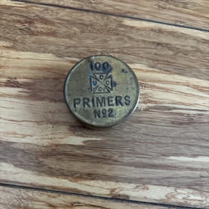 Antique Union Cap & Chemical Co. Maltese Cross Brass Primer Tin 100 No. 2 -EMPTY - Picture 1 of 3