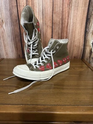 Zapatos de hombre Converse Garcons PLAY oliva y rojo Hi Top Chucks talla 9 Foto 1 de 4