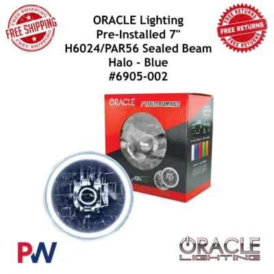Oracle Lighting 7" Round Headlight W / Blue Smd  Halo Pre - Installed #6905-002 - Image 1 of 4