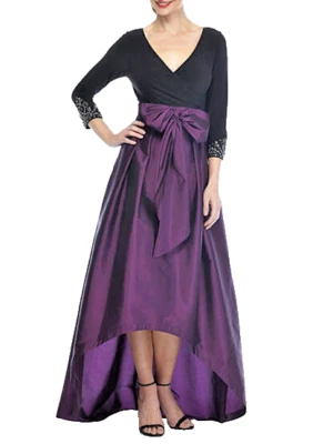 Adrianna Papell  Jersey Taffeta Dress/Gown `Blck/Red Wine` Size 4 - Image 1 of 3