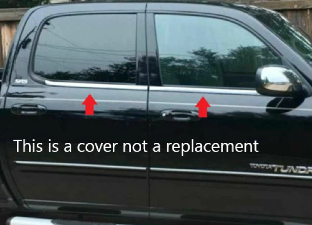 Borde de umbral de ventana de acero inoxidable de 4 piezas para Toyota Tundra 2003-2006 doble/cabina doble Foto 1 de 1