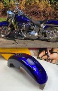 OEM 86-17 Harley Softail Fat Boy Front Fender Screamin Eagle CVO Blue Flames - Bild 1 von 10