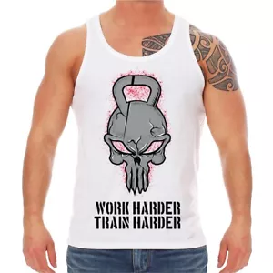 Träger Shirt Tank Top Work Harder Train Harder Gym fitness studio bodybuilding - Bild 1 von 4