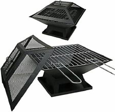 Fire Pit BBQ Grill Heater Outdoor Garden Square Firepit Brazier Patio Outside DT