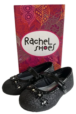 Rachel Lil Madeline Black Glitter Dress Shoes Ballet Flats Toddler Girl Size 6M - Image 1 of 4