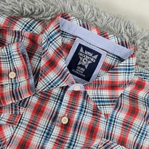 Akademiks AC65223A Mens 5XL Red Plaid Long Sleeve Button Front Shirt - Picture 1 of 7