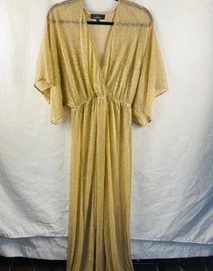 NWOT Lulu’s Stunning Midas Sheer Gold Maxi Dress Cover-Up Size S - Picture 1 of 11