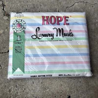 New Vintage Hope Luxury Muslin Fitted Stripe Double Full Sheet - Image 1 of 3