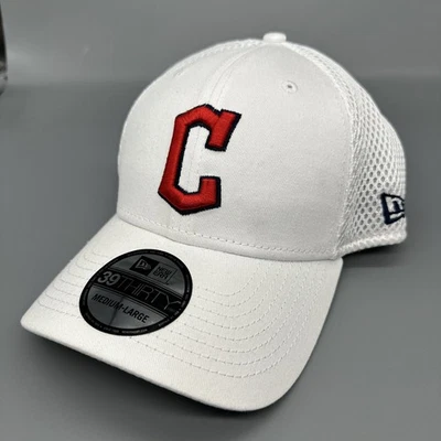 Cleveland Guardians New Era MLB Neo 39THIRTY Stretch Fit Flex Mesh White Cap M/L - Image 1 of 4