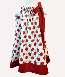 Strawberry girl pillowcase dress, Berry birthday dress, Pillowcase berry dress, - Picture 1 of 4
