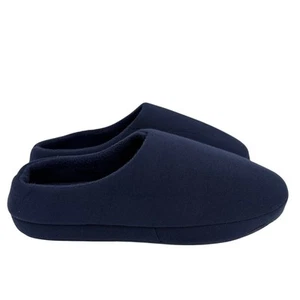 Lands' End Men's Slippers Size 11 Navy Blue Faux Fur Lined Indoor Outdoor Sole - Picture 1 of 10