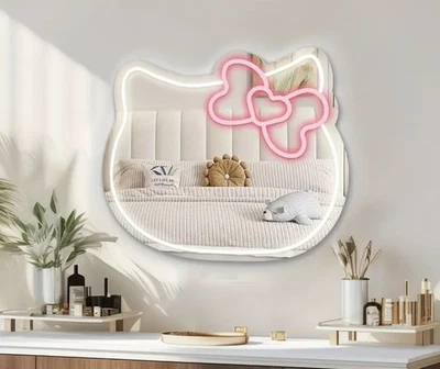 Espejo LED de neón Hello Kitty - Linda luz de tocador y decoración de habitación Kawaii Foto 1 de 4
