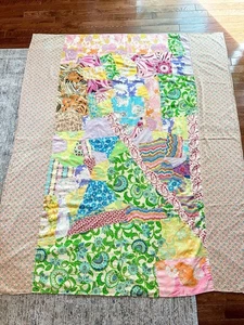 Vintage Crazy Quilt 50"er 60er 70er Boho Decke Twin 78x65 Patchwork Versand KOSTENLOS! - Bild 1 von 13