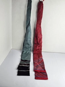 De colección 100% Seda 2 Corbatas Negro Gris/Borgoña Aqua The Specialty House Japón - Imagen 1 de 10