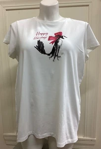 Neu Isaac Mizrahi Essentials Happy Holidays T-Shirt Größe 2XL weiß Rundhalsausschnitt Damen - Bild 1 von 13