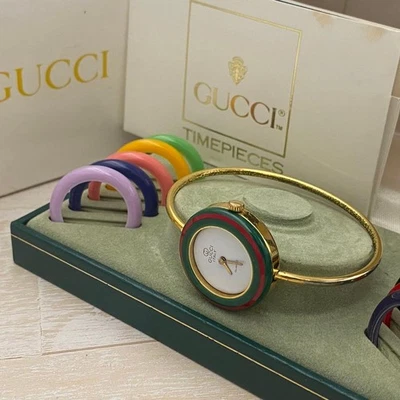 GUCCI 变形表圈手表套装 10 边框含盒和纸未经测试 罕见 二手 — 第 1/4 张图片