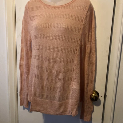 Hoss Intropia Womens M Blush Pink Lacey Loose Knit Sweater Wool Blend - Image 1 of 4
