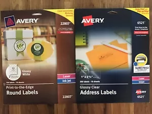 Avery Laser Tintenstrahl Drucker Etiketten 2 offene Packungen - rund und glänzend klar - Bild 1 von 3