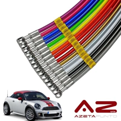tubi freno in treccia auto aereonautica su misura per mini cooper s r58 coupe - Immagine 1 di 4