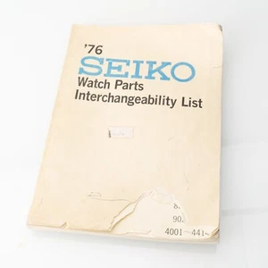 Lista de intercambiabilidad de piezas de reloj Seiko 1976 catálogo manual usado - Imagen 1 de 4