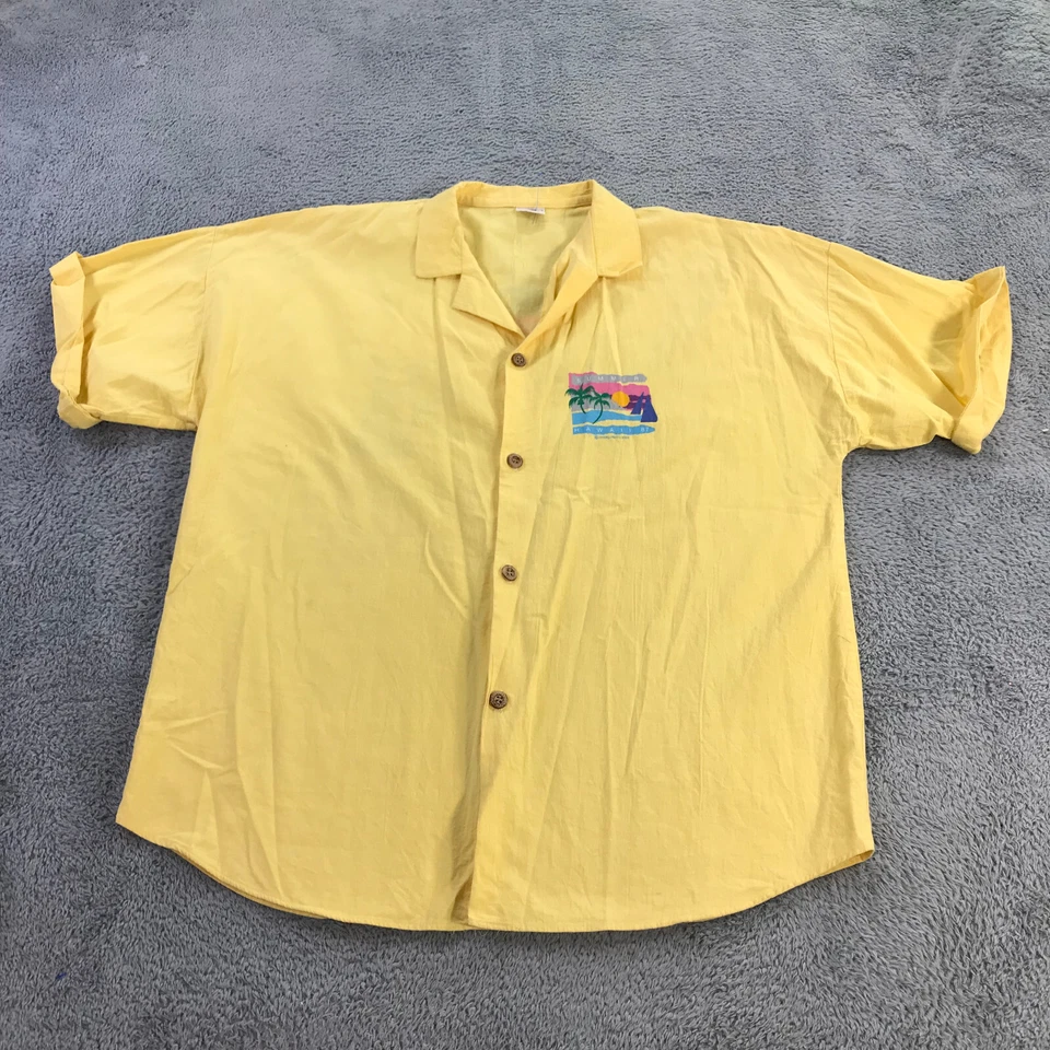 Camisa masculina vintage louca havaiana extra grande botão para cima acampamento 87S 80S 90S - Imagem 1 de 4