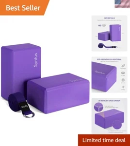 Premium 2-Pack Yoga Blocks with 8FT D-Ring Strap - Lightweight & Supportive - Picture 1 of 9