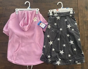 Top Paw Dog Pink Hoodie Sweatshirt & Dog Denim Jacket Size Extra Large Lot Of 2 - Picture 1 of 5