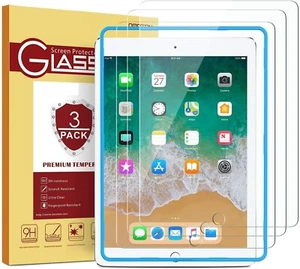 9.7 iPad 6th Gen Tempered Glass Screen Protector Full Body HD 9H Hardness 3 Pack - Picture 1 of 9