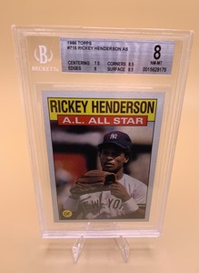 1986 Topps #716 Rickey Henderson All-Star Yankees HOF Beckett 8 - NM/MT