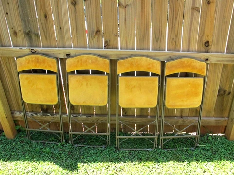 Vintage  A. Fritz & Co. Yellow Gold Velvet  Folding Chairs Cover