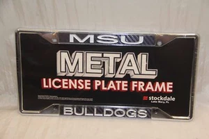 MSU Bulldogs marco de matrícula de metal cromo/fibra de carbono - Stockdale - nuevo - Imagen 1 de 1