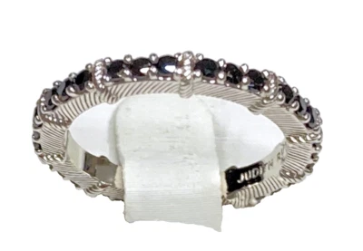 Rare Judith Ripka Sterling Black Diamonique CZ Stackable Eternity Band Ring 6 - Image 1 of 4