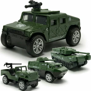 Juego de 4 Juguetes Militares Vehículo Diecast Ejército Blindado Tanque Camión Juguete Niños Regalos - Imagen 1 de 21