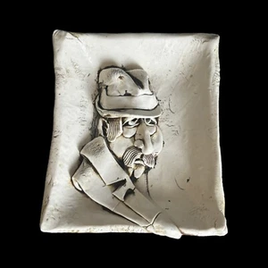 Vintage James Bob Black Inspector Clouseau Tray Signed 3D People Pot OOAK Art - Picture 1 of 7