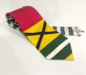 VTG Gene Meyer Japan Necktie Silk multicolor stripe bright Color Block Striped - Picture 1 of 8