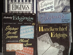 Lot of 6 Vintage Edging Crochet Booklets Laces Handkerchief Doilies - Picture 1 of 7