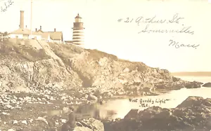 Faro West Quaddy nel 1904, cartolina fotografica reale - Foto 1 di 2