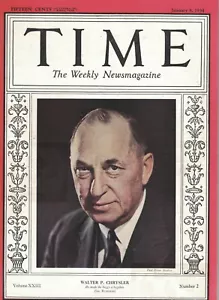 1934 Time January 8 - Walter P Chrysler; Hitler for Peace Prize; Greta Garbo - Picture 1 of 1