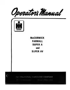 McCormick Farmall Super A - Super AV Bedienungsanleitung - Bild 1 von 2