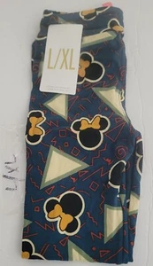LuLaRoe Girls L/XL Leggings  Blue Green Disney Collab Minnie Mouse  Triangle NEW - Picture 1 of 2