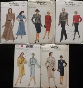 Job Lot 5 Vintage Vogue 1980s Ladies Sewing Patterns FF & Unused Size UK 6~8~10 - Picture 1 of 5