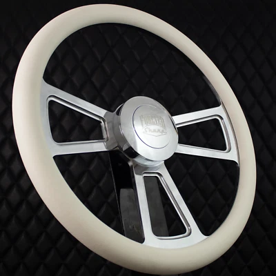 (T04) 18" Steering Wheel Big Rig White Vinyl KEN W900 & PETE 320-389 - Image 1 of 4