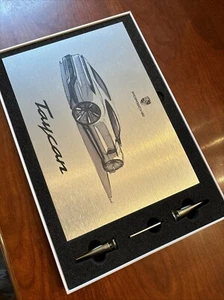 Large NEW PORSCHE TAYCAN METAL PLAQUE ETCHED SKETCH DESK original art - Picture 1 of 7