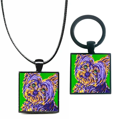 Yorkie Keychain or Necklace, Great Dog Stocking Stuffer Gift! - Image 1 of 3