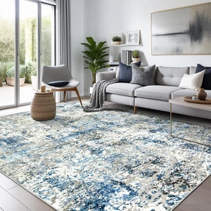 Area Rug Living Room Rugs - 6X9 Modern Abstract Large Soft Machine Washable Rug - Picture 1 of 9