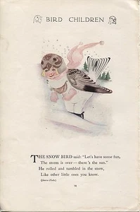 Elizabeth Gordons Vogelkinder: Schneevogel. M.T.Ross 1912 Lithographie Druck - Bild 1 von 1