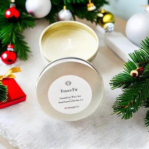 Holiday Fraser Fir 4 oz Soy Wax Candle in Silver Tin - Picture 1 of 1