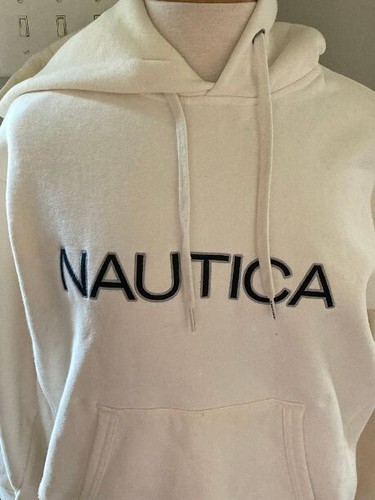 OFF WHITE Felpa donna NAUTICA pullover pesante con cappuccio taglia media ottime condizioni